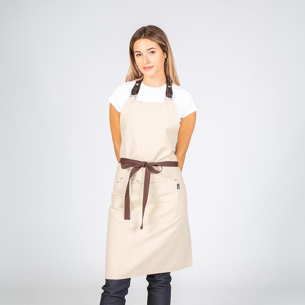 Delantal Con Peto Beige Tirante Piel Gary´s ( 100019 )