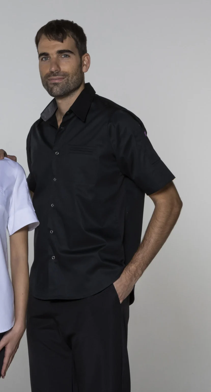 Camisa Cocina Hombre Manga Corta Sarga Alta Temperatura (3233R5)
