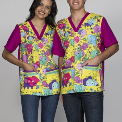 Casaca Unisex Manga Corta «Elefantes De Colores» Magasa (SX33ST22)